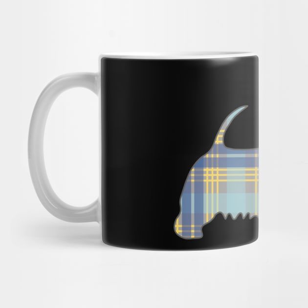 Blue, Grey and Yellow Tartan Scottish Terrier Dog Silhouette by MacPean